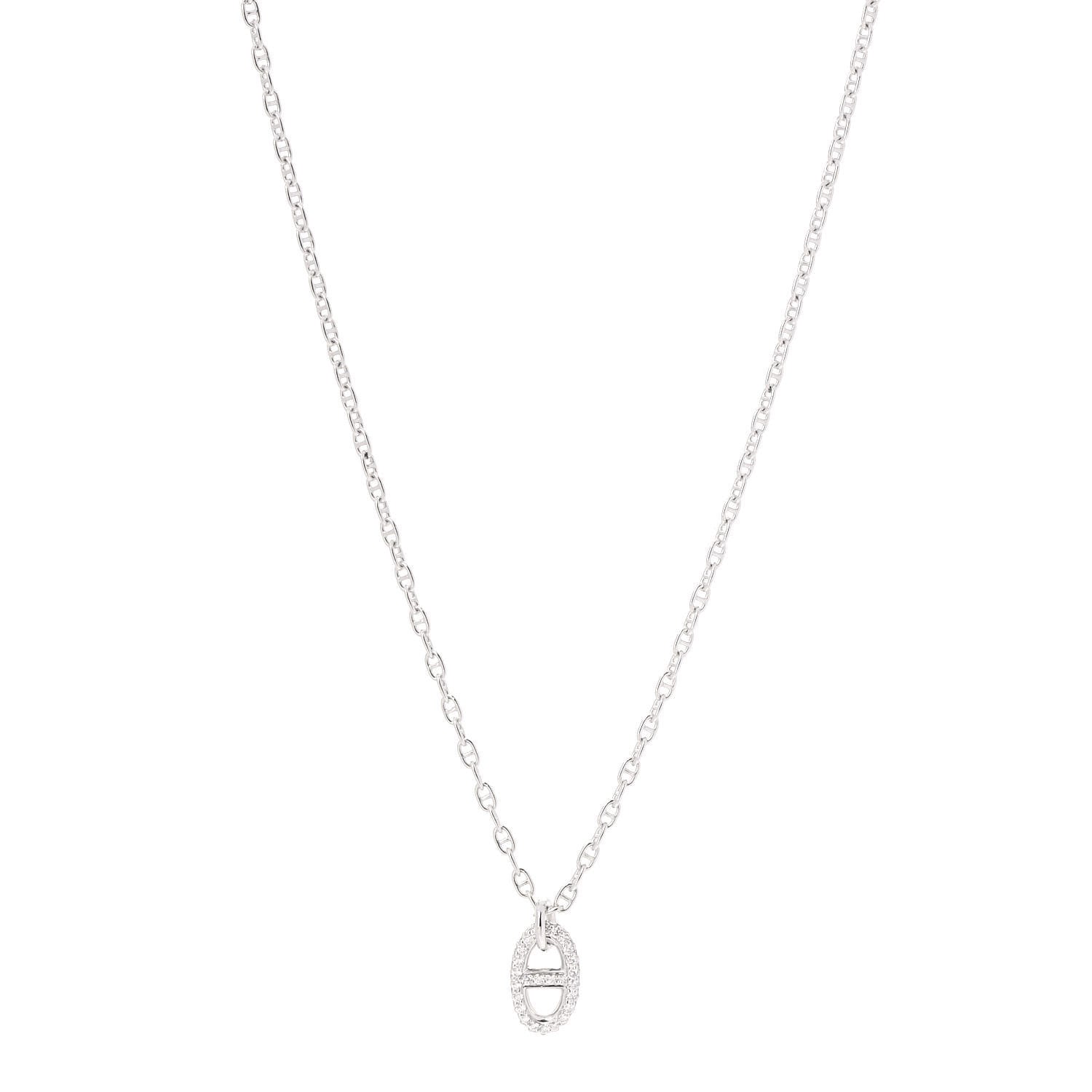 Hermes 18K White Gold Diamond New Farandole Pendant Necklace 1 of 5