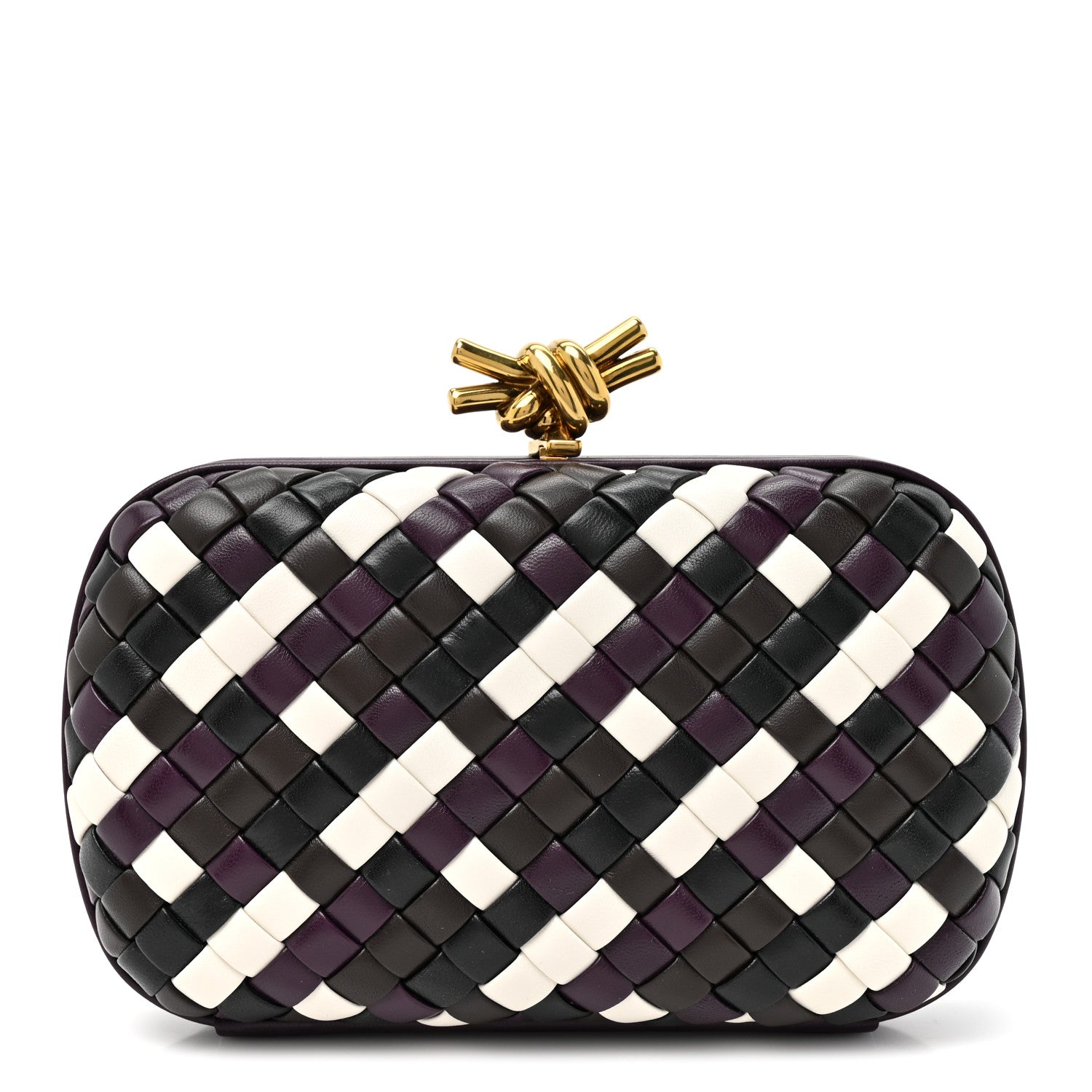 Bottega Veneta Nappa Intrecciato Knot Clutch Purple Multicolor Purple Multicolor 1 of 8