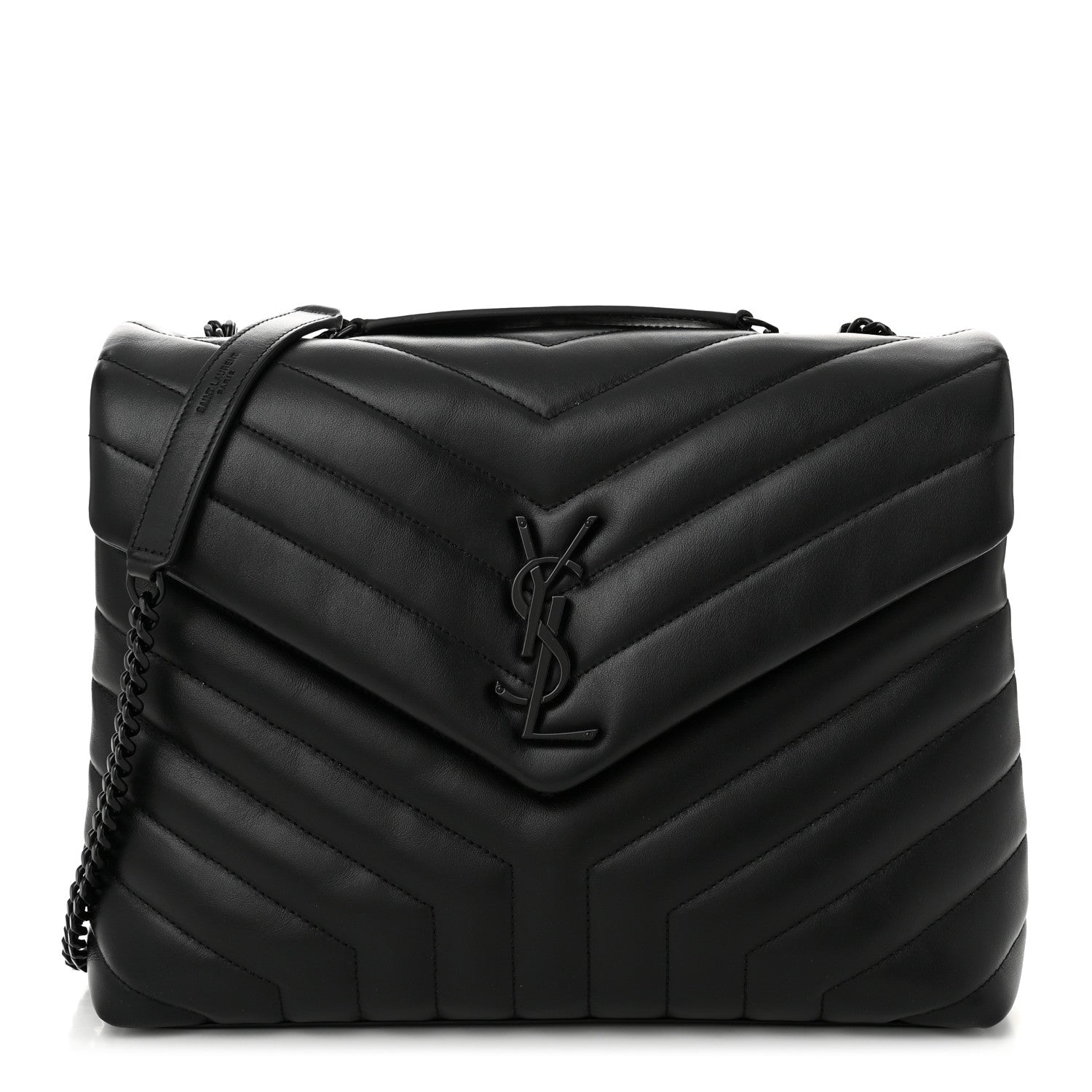 Saint Laurent Calfskin Y Quilted Monogram Monochrome Medium Loulou Chain Satchel Black 1 of 10