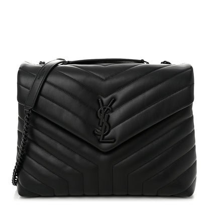 Saint Laurent Calfskin Y Quilted Monogram Monochrome Medium Loulou Chain Satchel Black 1 of 10