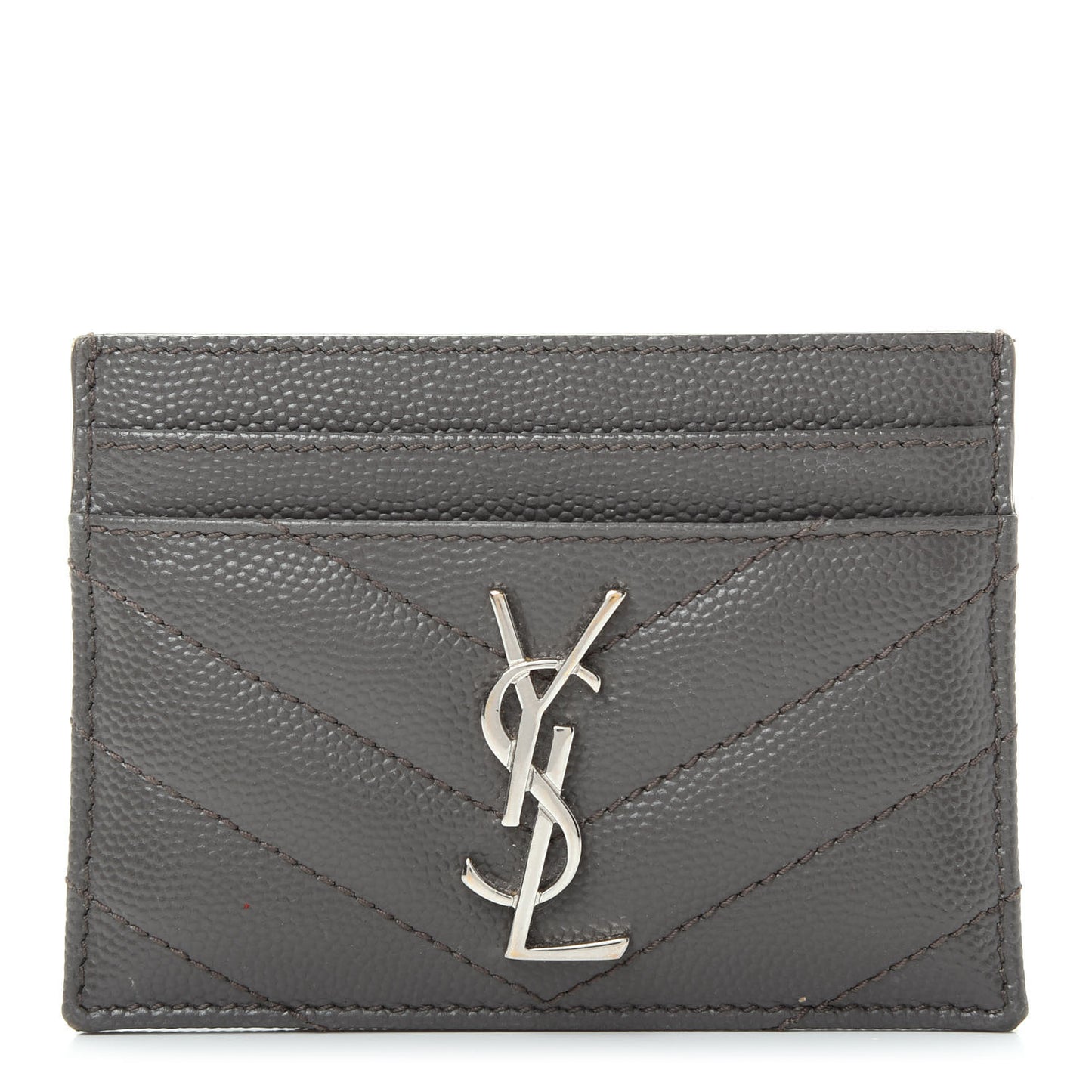 Grain De Poudre Matelasse Chevron Monogram Credit Card Case Coal