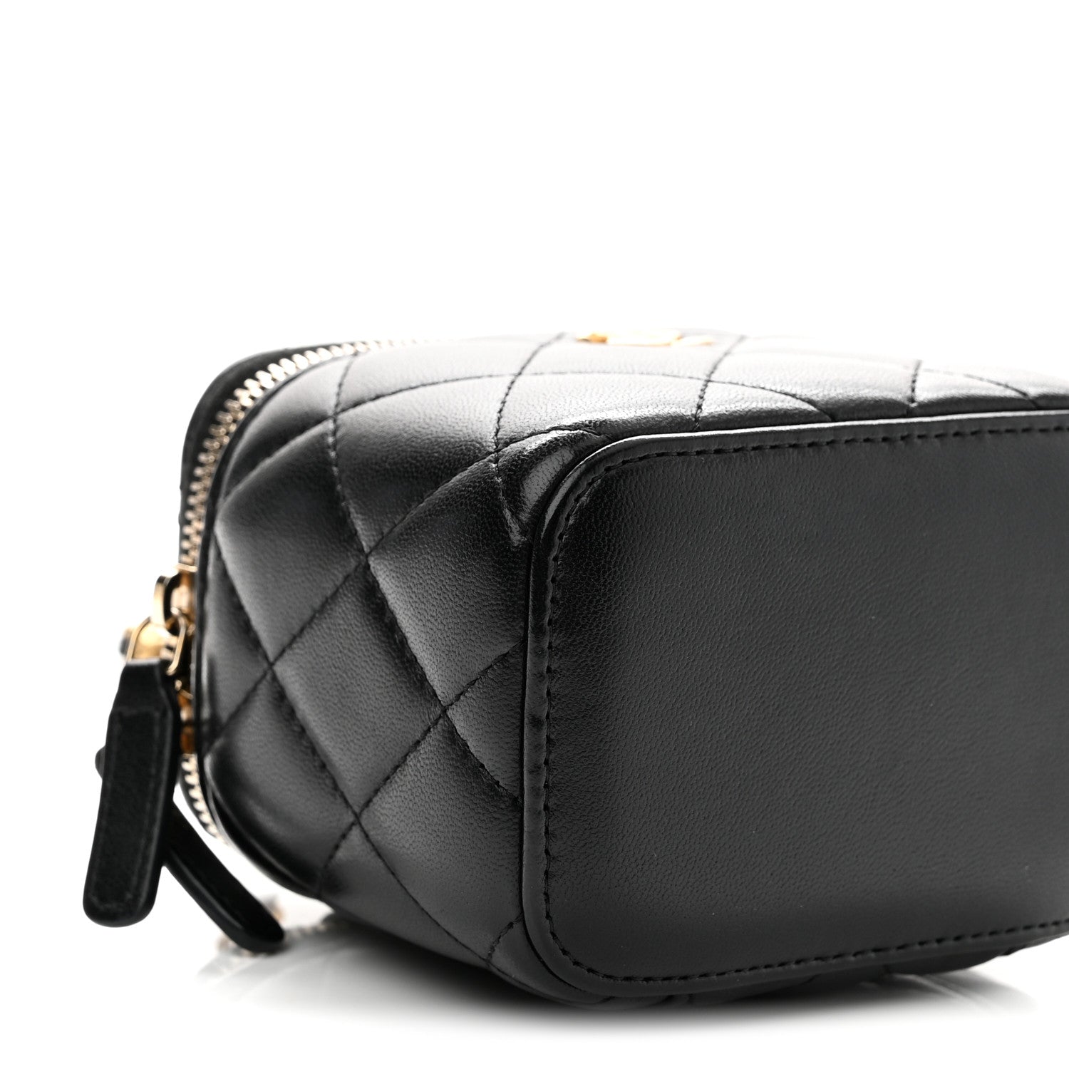 Chanel Lambskin Quilted Mini Pearl Crush Vanity Case With Chain Black 9 of 10