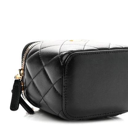 Chanel Lambskin Quilted Mini Pearl Crush Vanity Case With Chain Black 9 of 10
