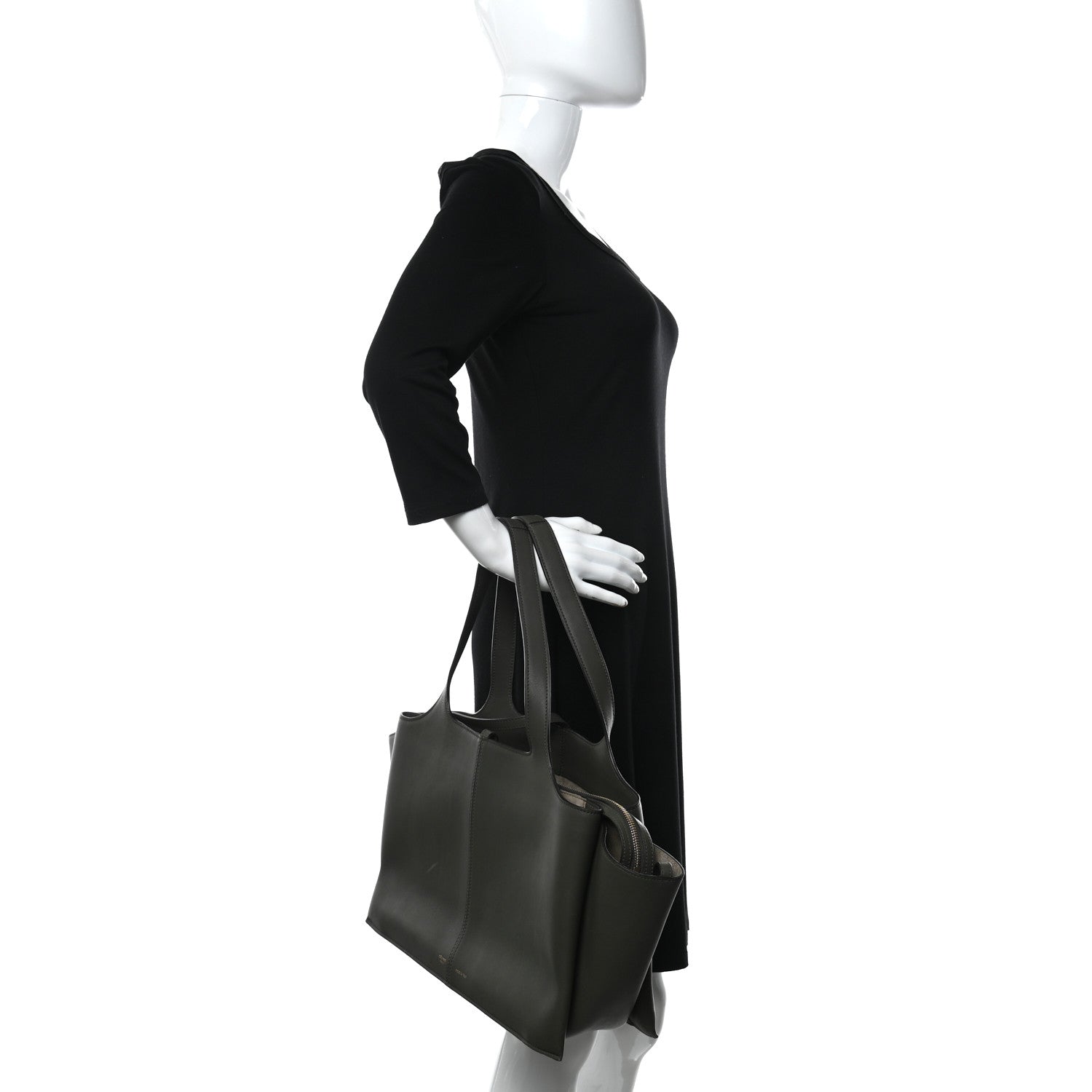 Celine Smooth Calfskin Medium Tri-Fold Bag Khaki 3 of 11