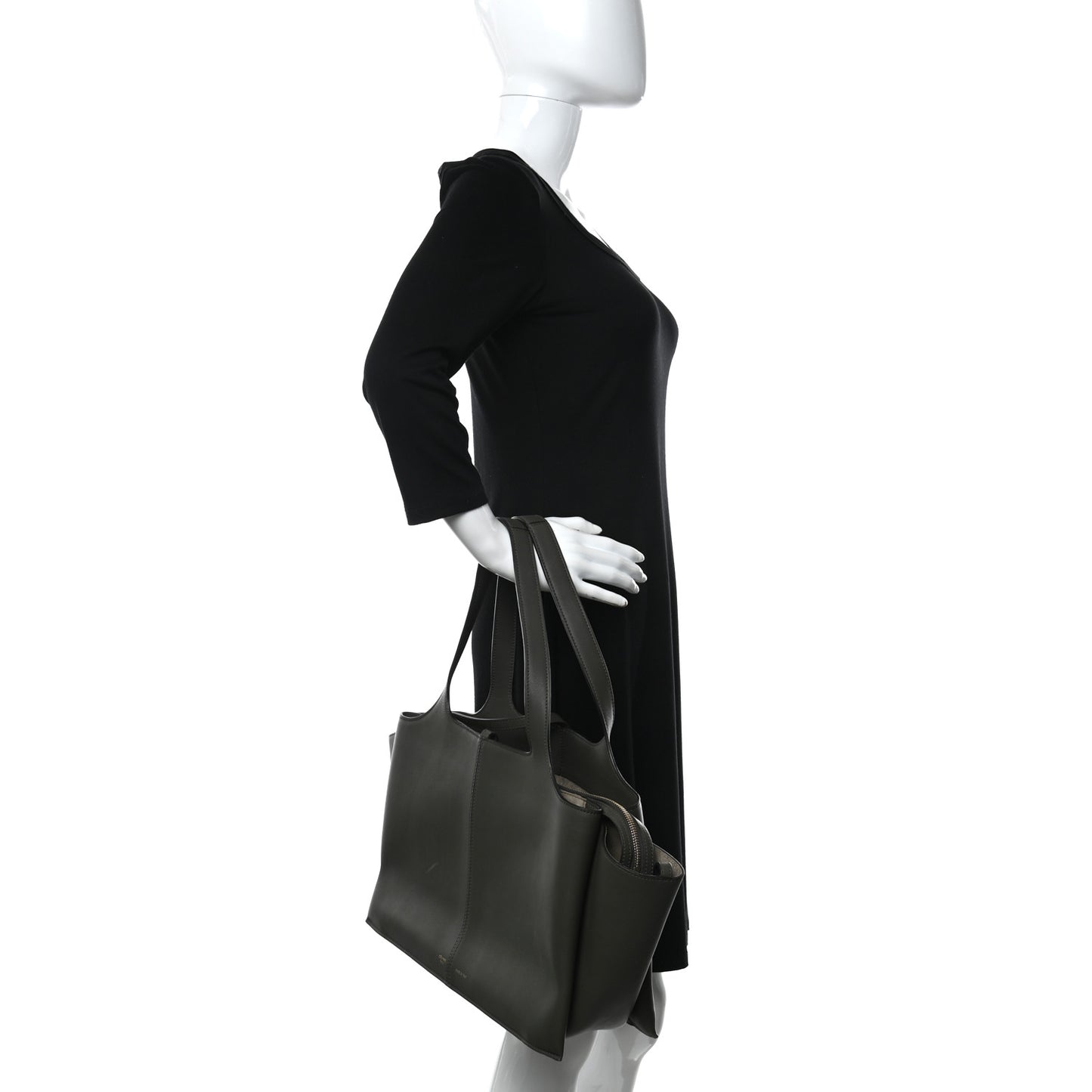 Smooth Calfskin Medium Tri-Fold Bag Khaki