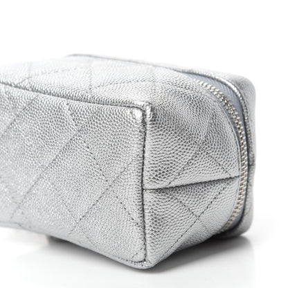 Chanel Metallic Caviar Quilted Mini Top Handle Vanity With Chain Silver 7 of 11