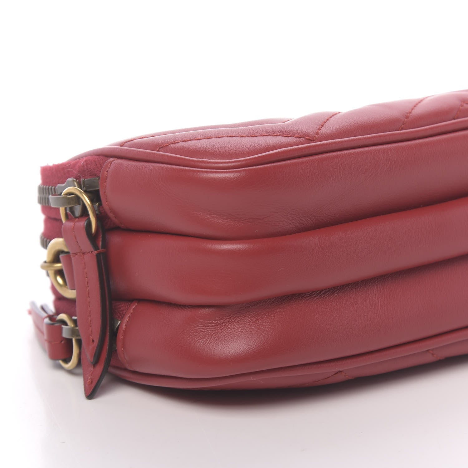 Gucci Calfskin Matelasse Mini GG Marmont Chain Crossbody Bag Hibiscus Red 10 of 12