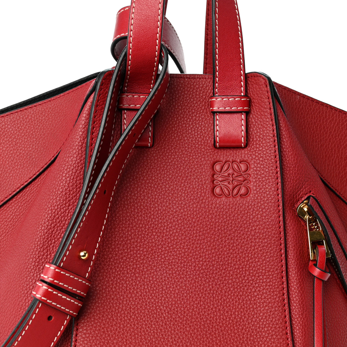 Grained Calfskin Small Hammock Shoulder Bag Raspberry
