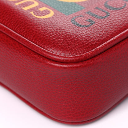 Gucci Grained Calfskin Logo Messenger Bag Hibiscus Red 7 of 13