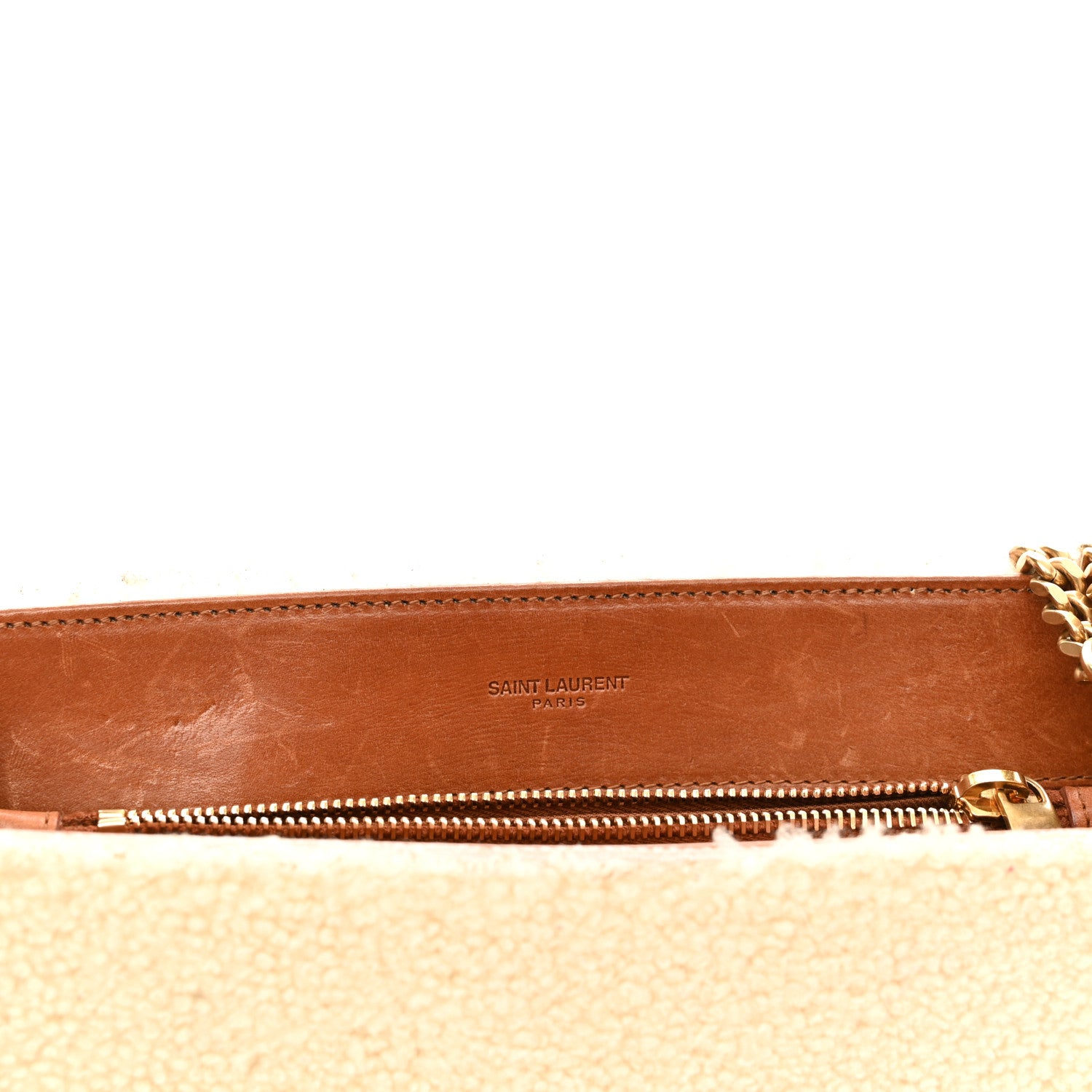 Saint Laurent Shearling Medium Loulou Shoulder Bag Natural 11 of 13