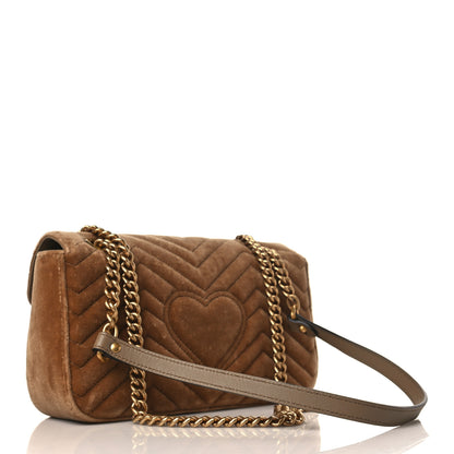 Gucci Velvet Matelasse Small GG Marmont Shoulder Bag Taupe 4 of 10