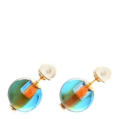 Christian Dior Resin Pearl Mise En Dior Tribal Earrings Blue Multicolor 1 of 5