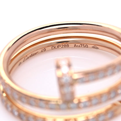 Cartier 18K Pink Gold Diamond Double Juste Un Clou Paved Ring 49 4.75 11 of 16