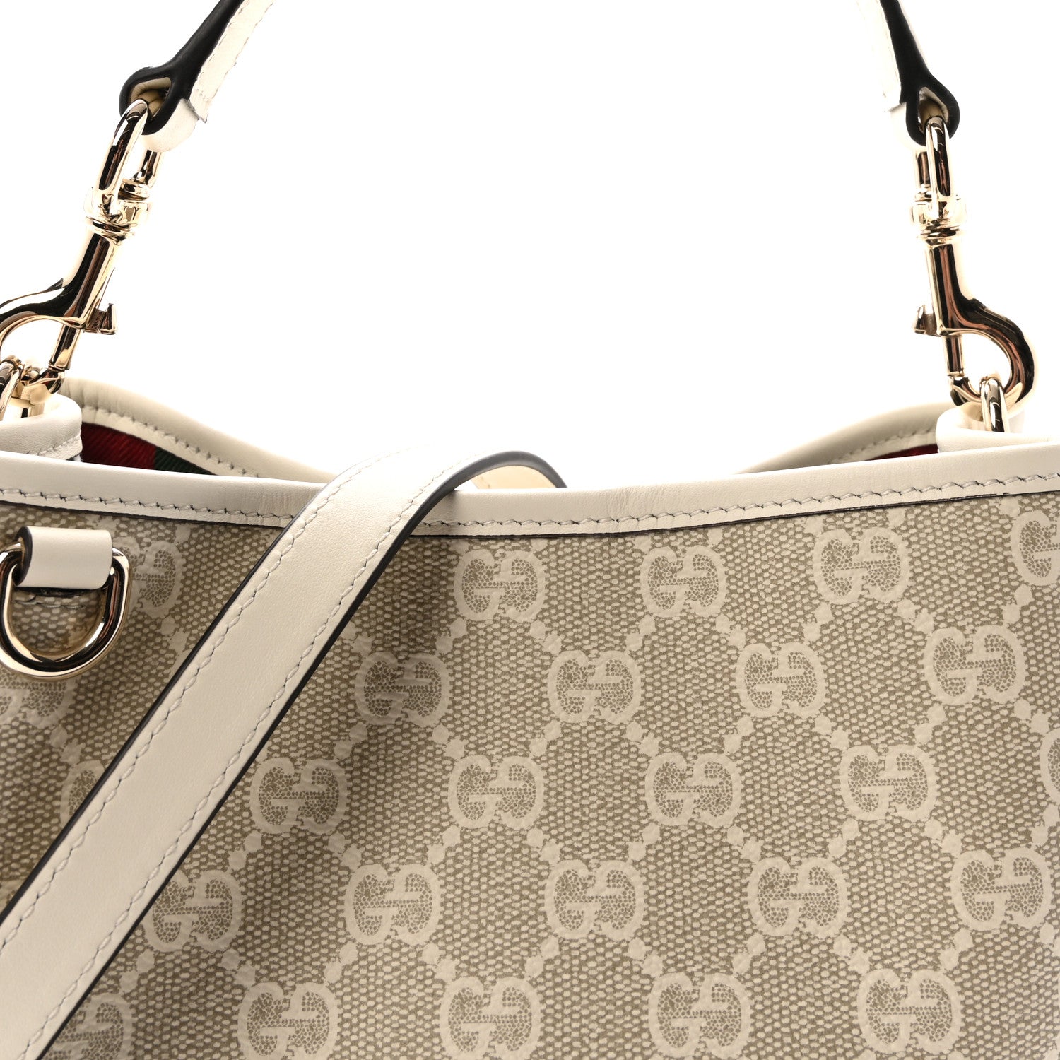 Gucci GG Supreme Monogram Emblem Small Shoulder Bag Beige White 6 of 8