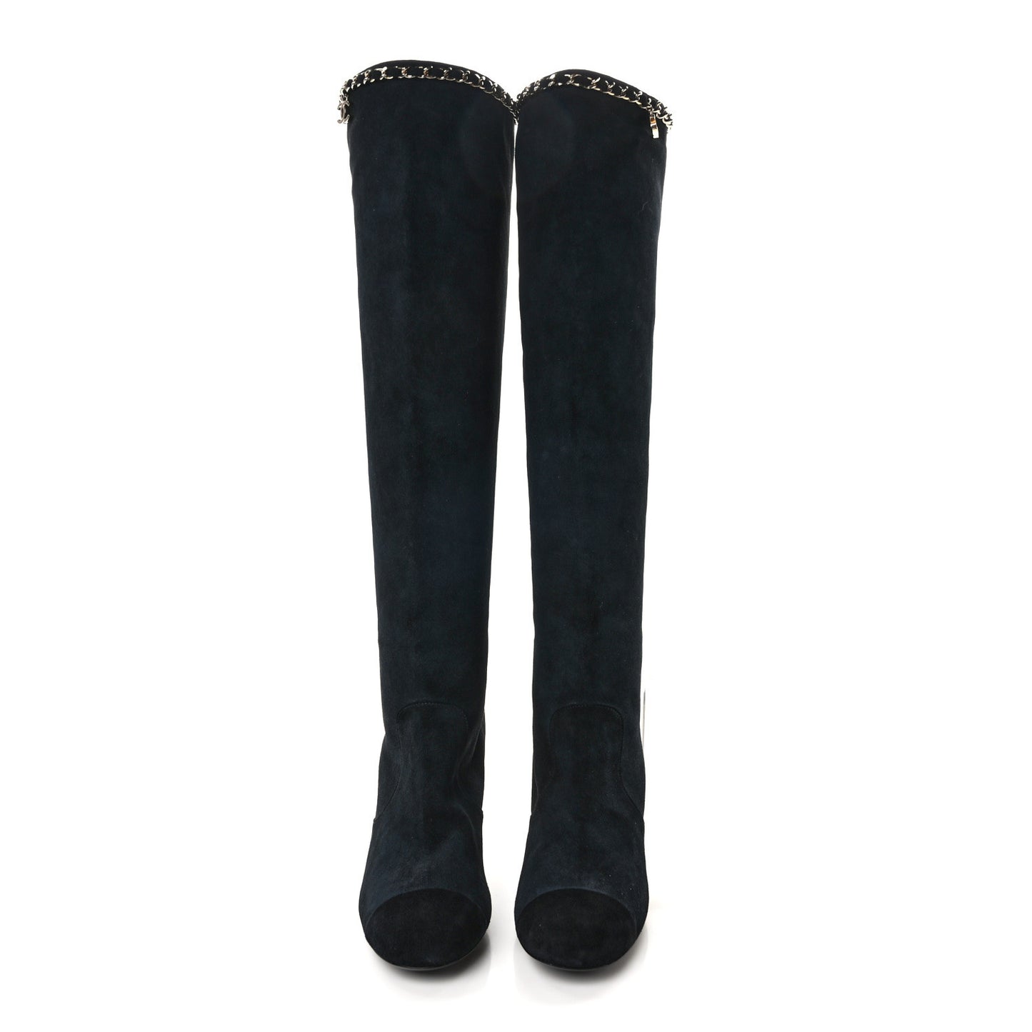 Suede Cap Toe Chain Boots 39.5 Black