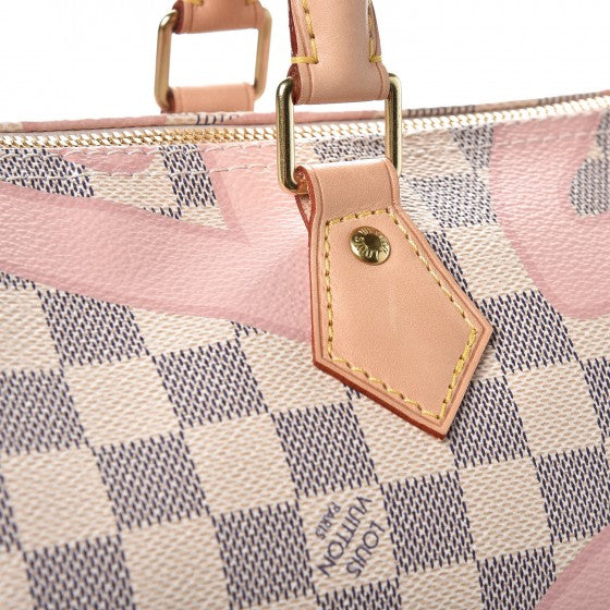 Damier Azur Tahitienne Speedy Bandouliere 30 Rose Ballerine