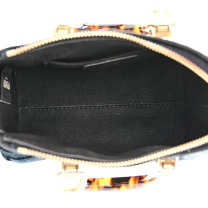 Fendi Chenille Vitello King Plexiglass FF Mini By The Way Top Handle Boston Bag Blue Black 5 of 10