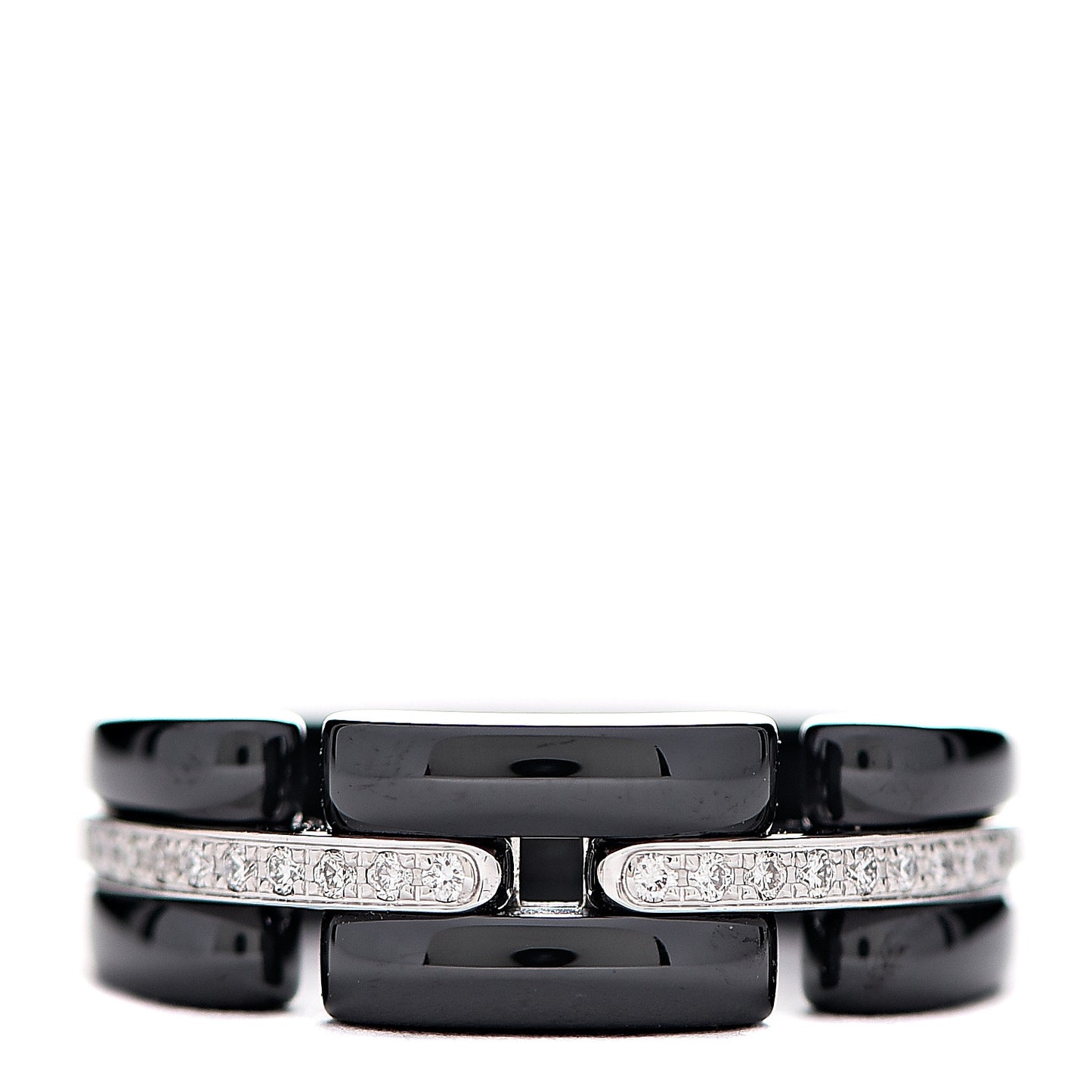 18K White Gold Black Ceramic Diamond Ultra Ring 49 4.75
