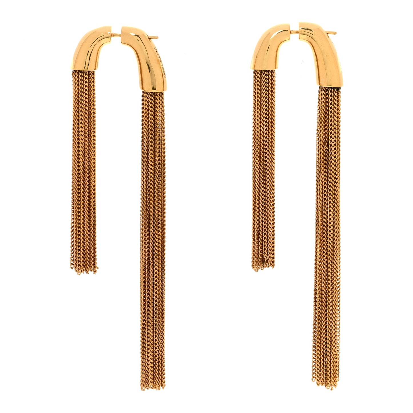 Brass Metal Double Chain Earrings Gold