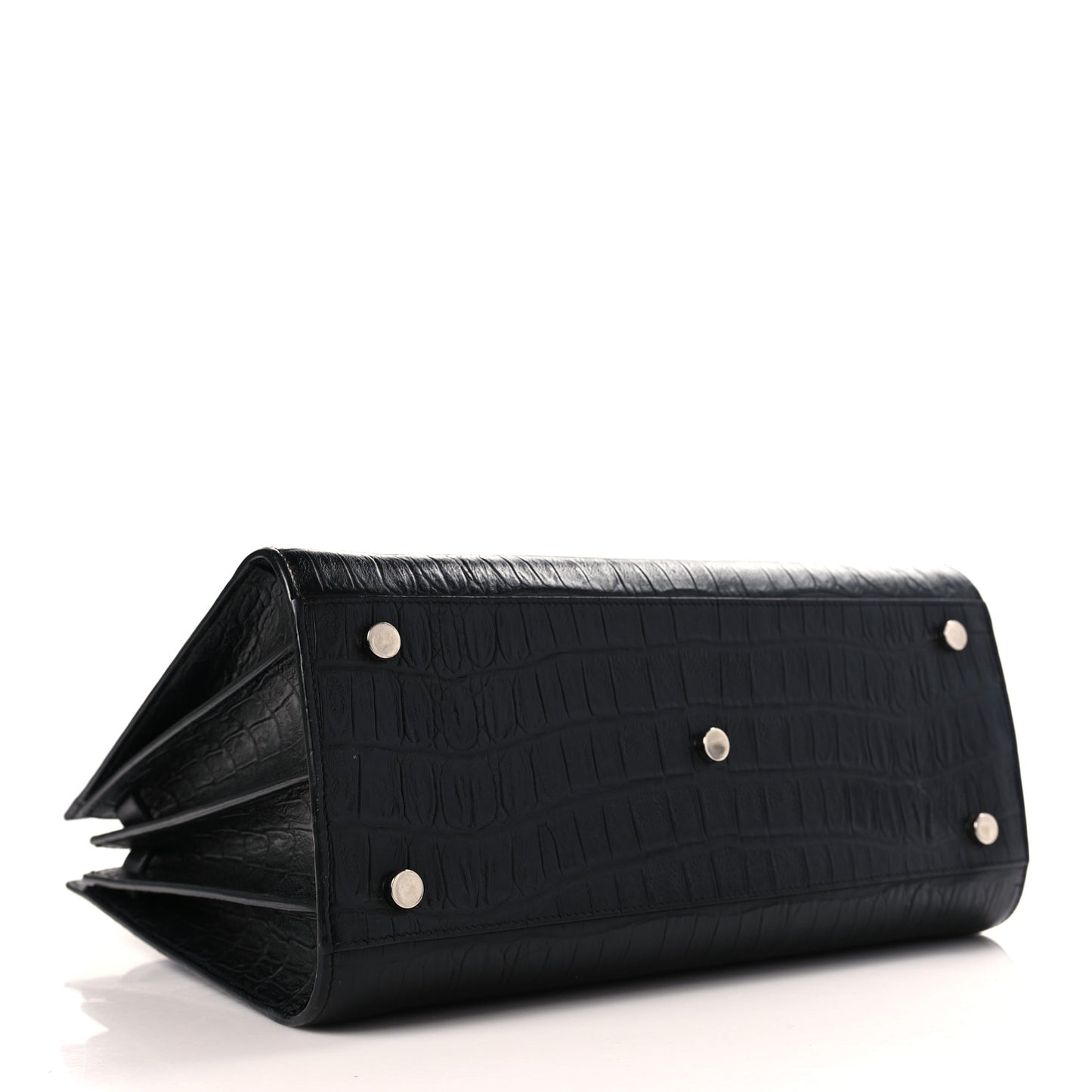 Calfskin Crocodile Embossed Small Sac de Jour Black