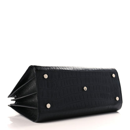 Saint Laurent Calfskin Crocodile Embossed Small Sac de Jour Black 5 of 10