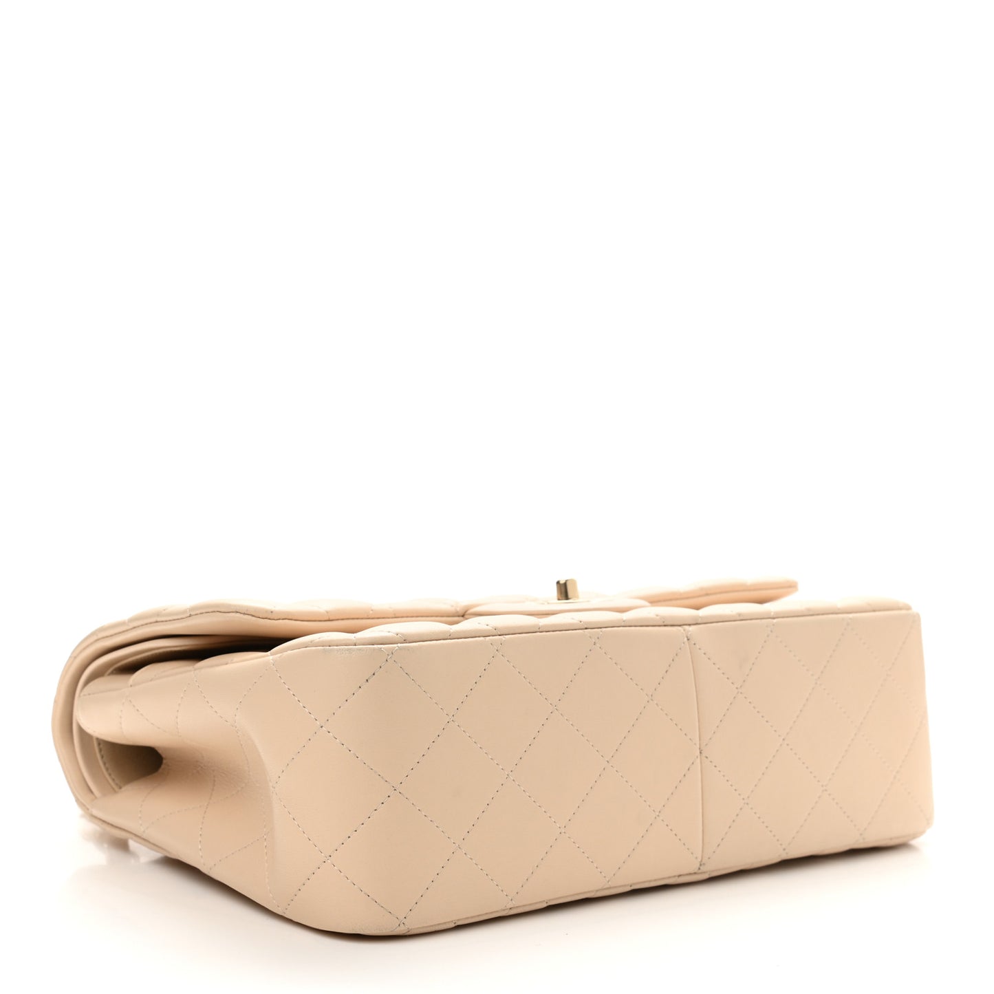 Lambskin Quilted Jumbo Double Flap Beige Clair
