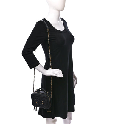 Chanel Caviar Quilted Small CC Filigree Vanity Case Black 2 of 9