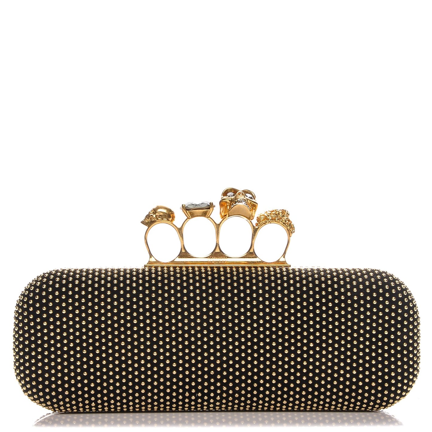 Studded Knucklebox Clutch Black