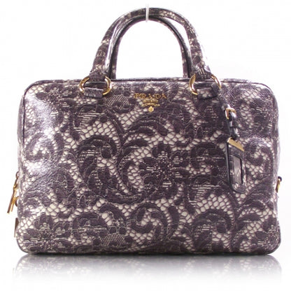 Prada Cervo Lux Print Lace Bauletto Tote 1 of 13