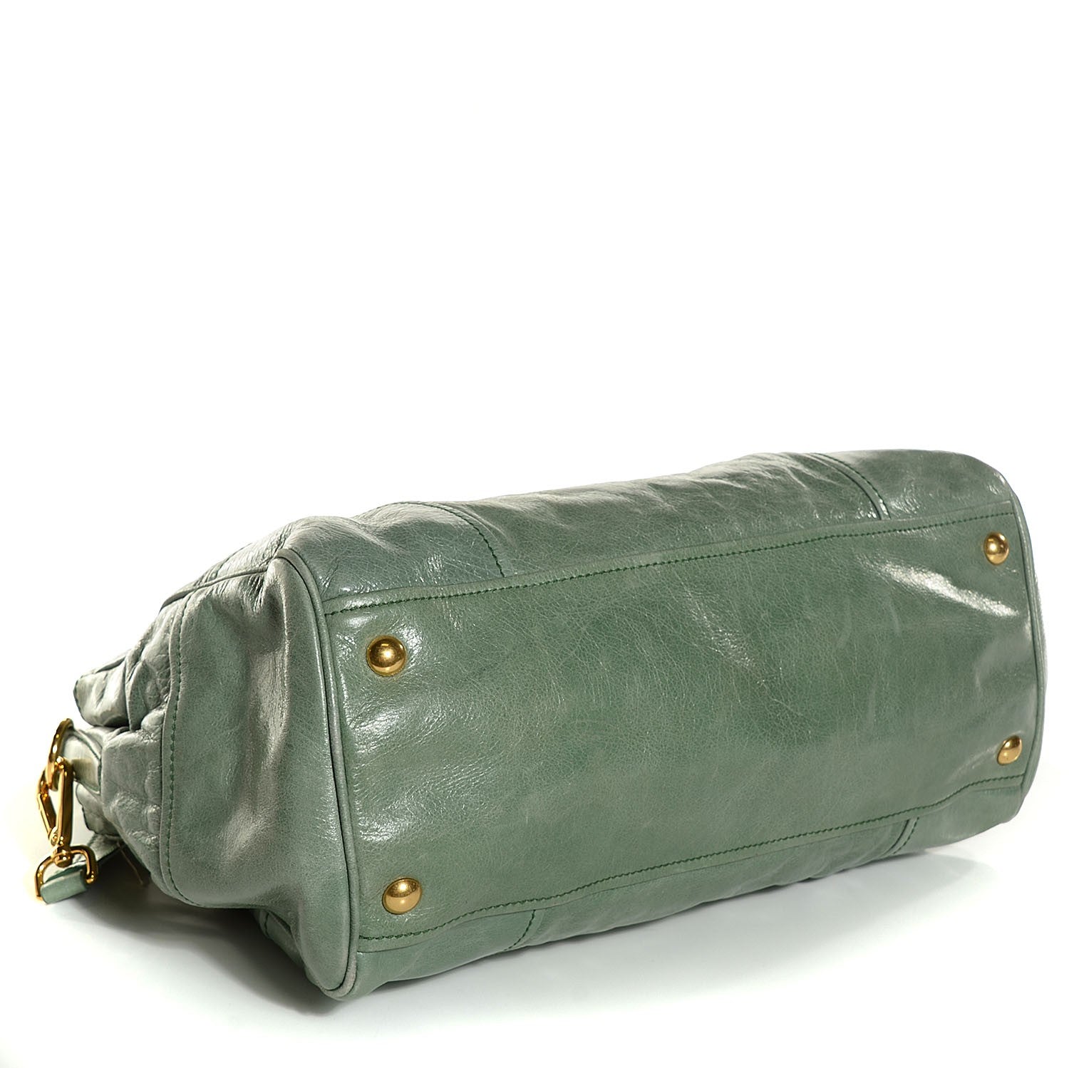 Miu Miu Vitello Shine Double Zip Tote Agave 4 of 9