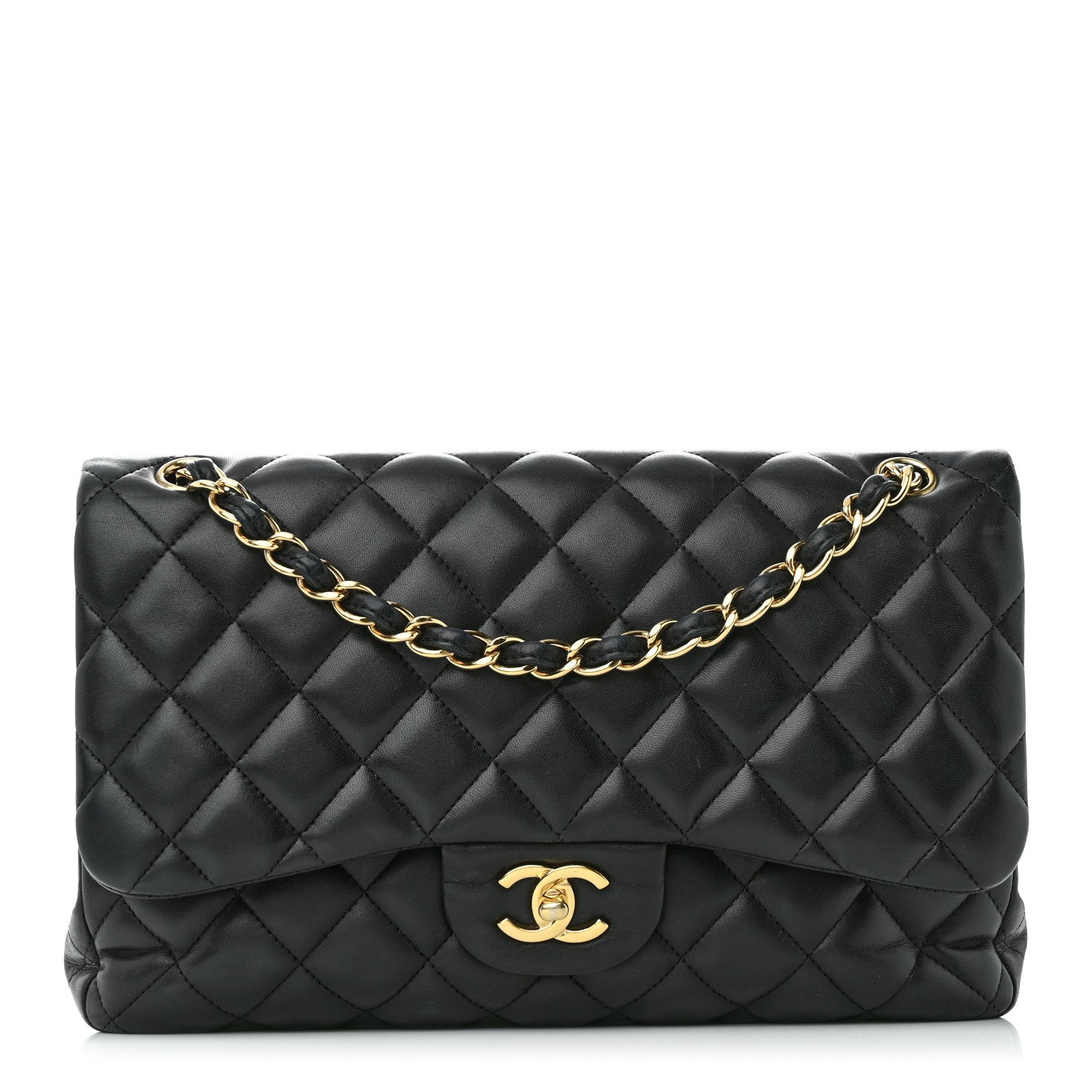 Chanel Lambskin Quilted Jumbo Double Flap Black 1 of 15