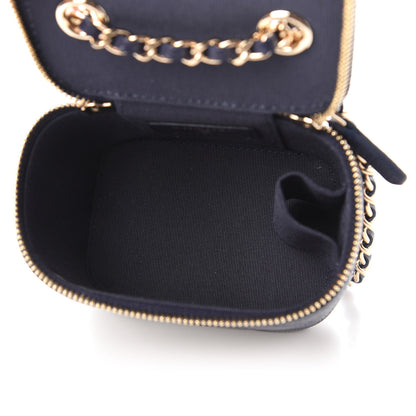 Chanel Caviar Quilted Mini Vanity Case With Chain Navy Blue 5 of 11