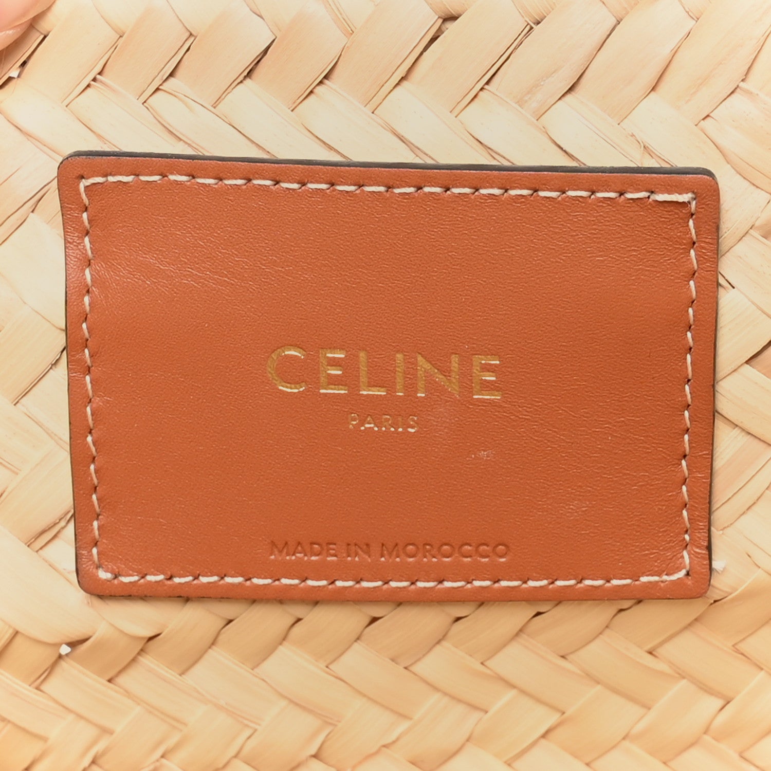 Celine Raffia Calfskin Triomphe Medium Panier Tan 5 of 9