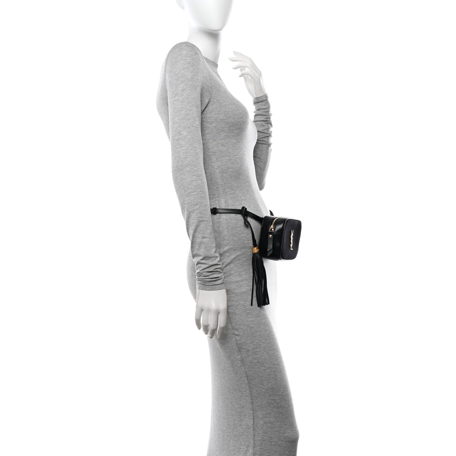 Saint Laurent Calfskin Canvas Monogram Lou Belt Bag Black 2 of 10