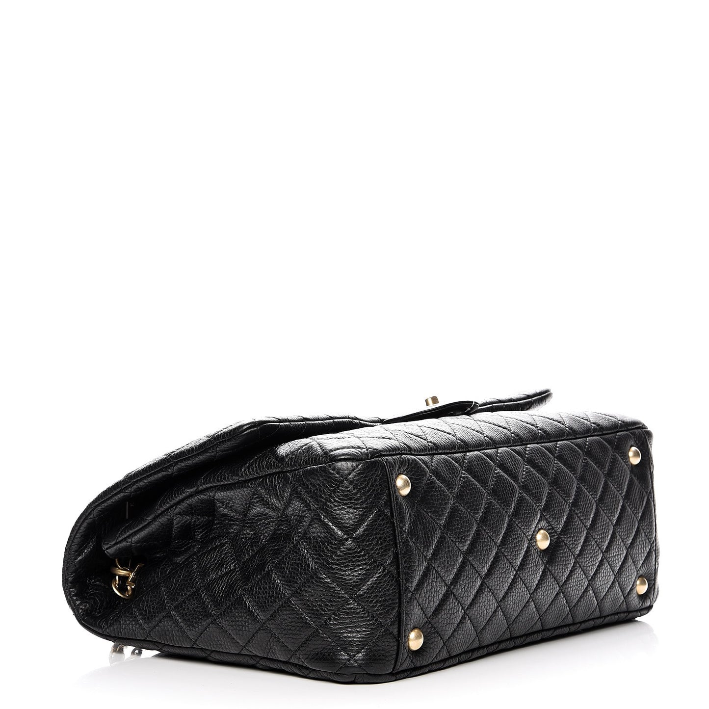 Calfskin Quilted XXL Travel Flap Bag Black