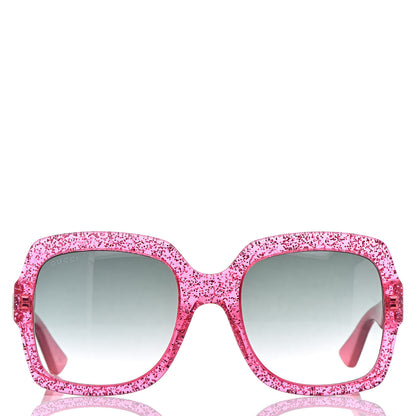 Gucci Square Frame GG 0036S Sunglasses Glitter Pink 2 of 8