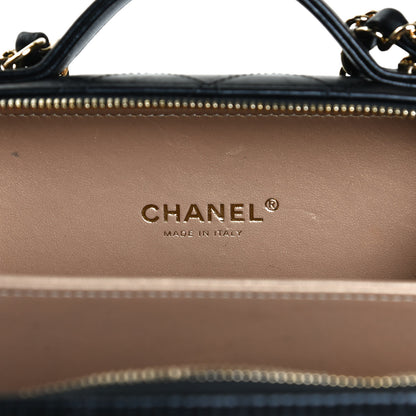 Chanel Lambskin Metal Quilted Golden Plate Vanity Case Black Golden Plate Vanity Case Black Gold 6 of 12