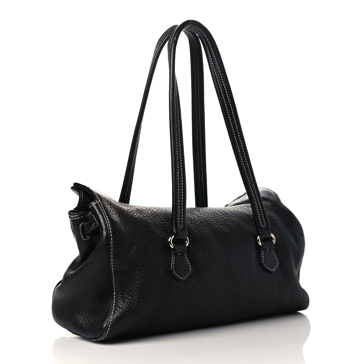 Prada Vitello Daino Shoulder Bag Black 2 of 7