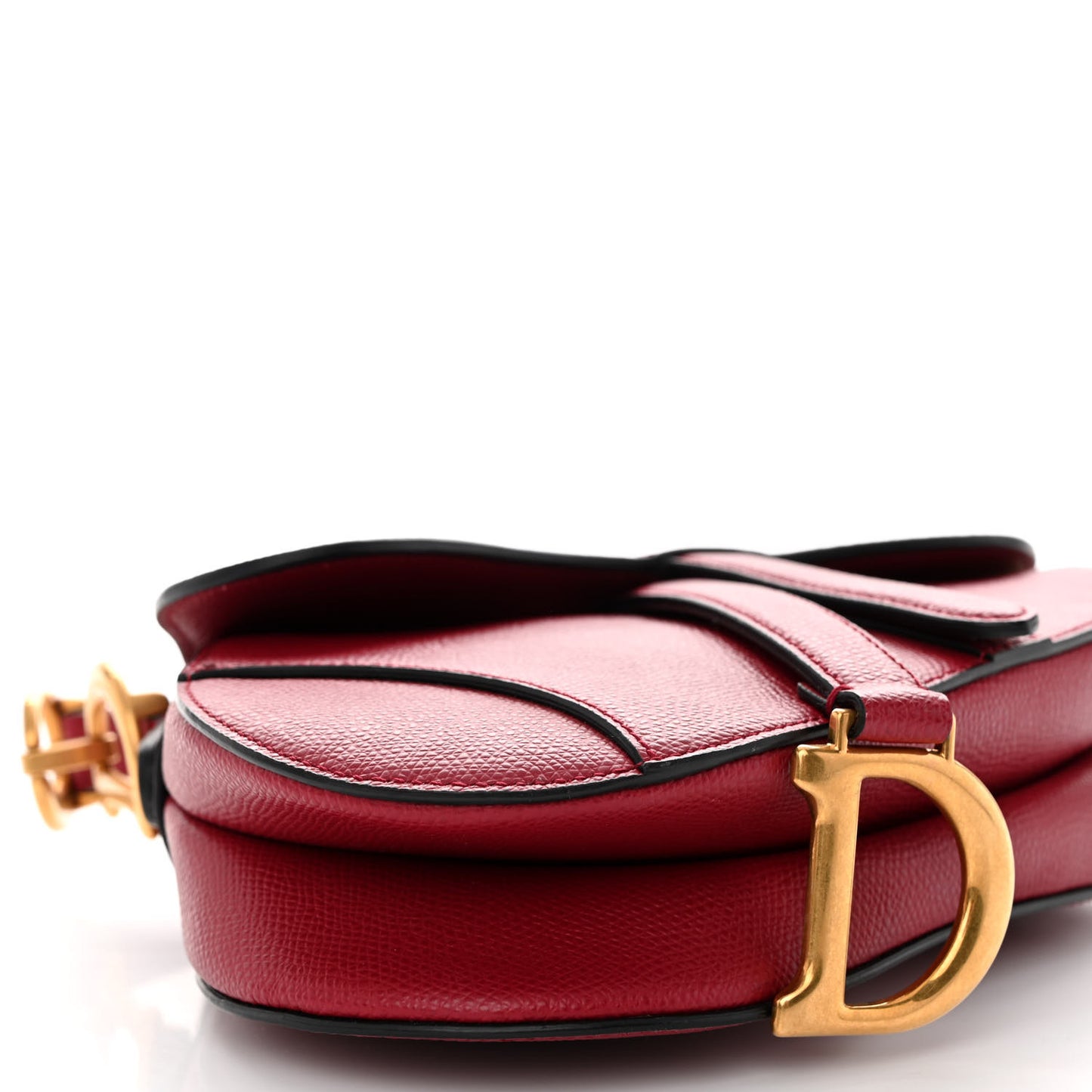 Grained Calfskin Mini Saddle Bag Red