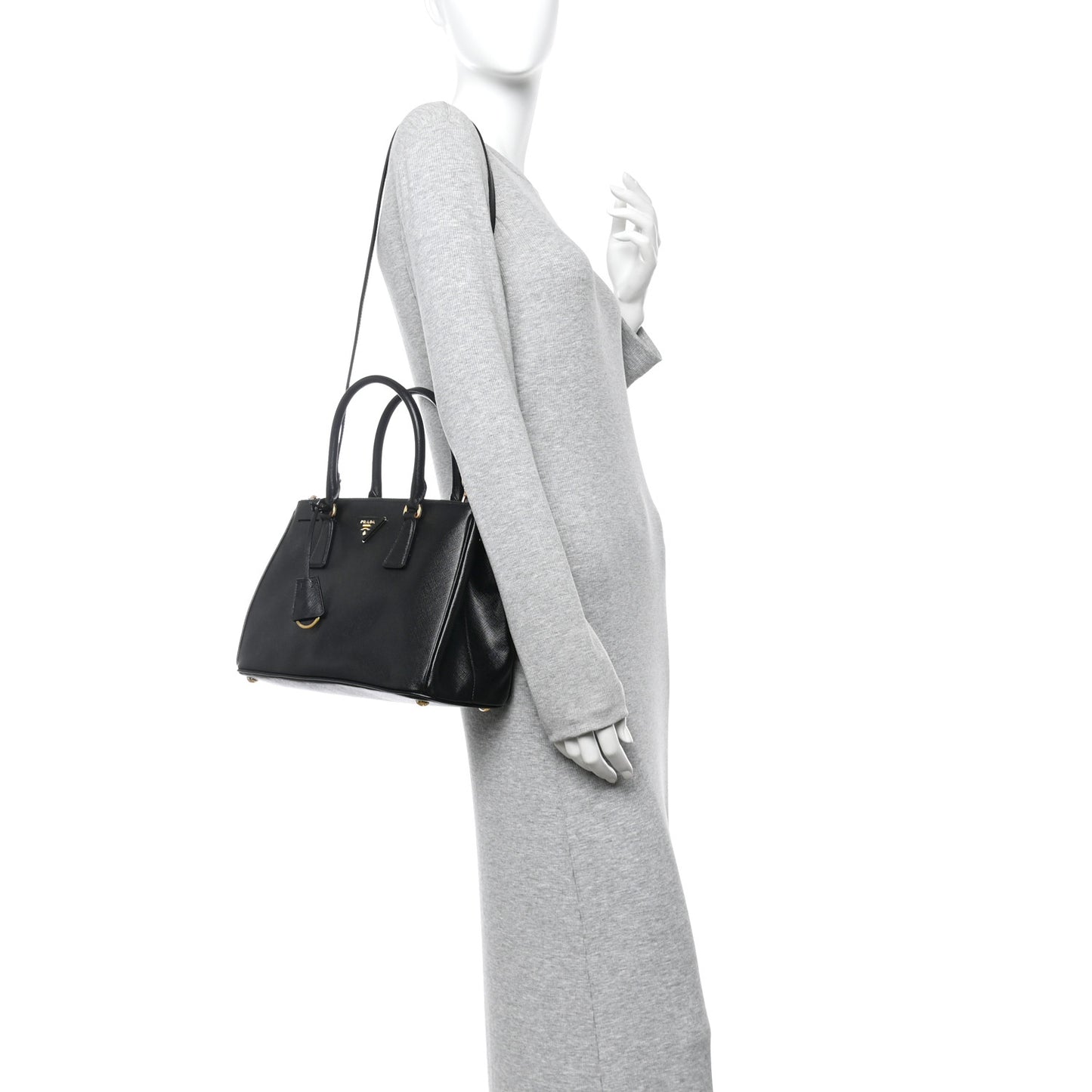Saffiano Small Galleria Double Zip Tote Black