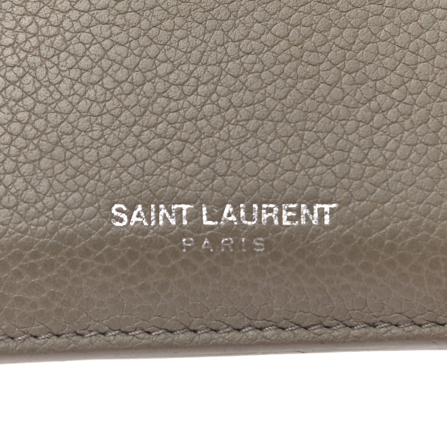 Grained Calfskin 5 Fragments Zip Pouch Card Holder Kaki Militaire