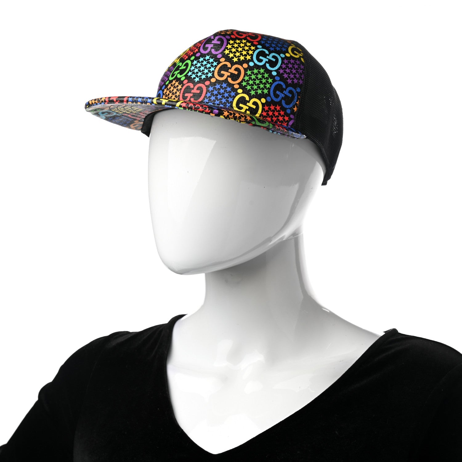 Gucci GG Supreme Monogram Psychedelic Baseball Hat S Black 2 of 9