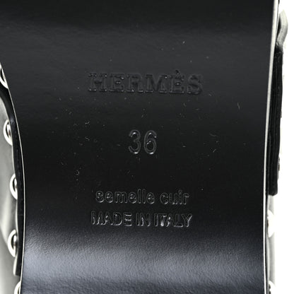 Hermes Calfskin Calya Mules 36 Black 6 of 8