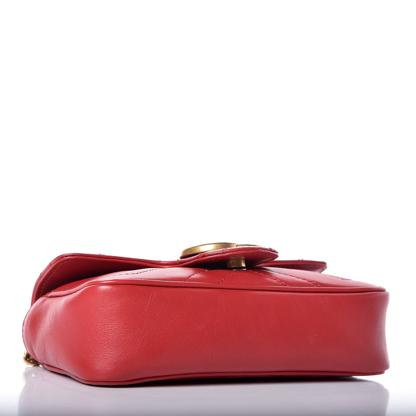 Calfskin Matelasse Super Mini GG Marmont Shoulder Bag Hibiscus Red