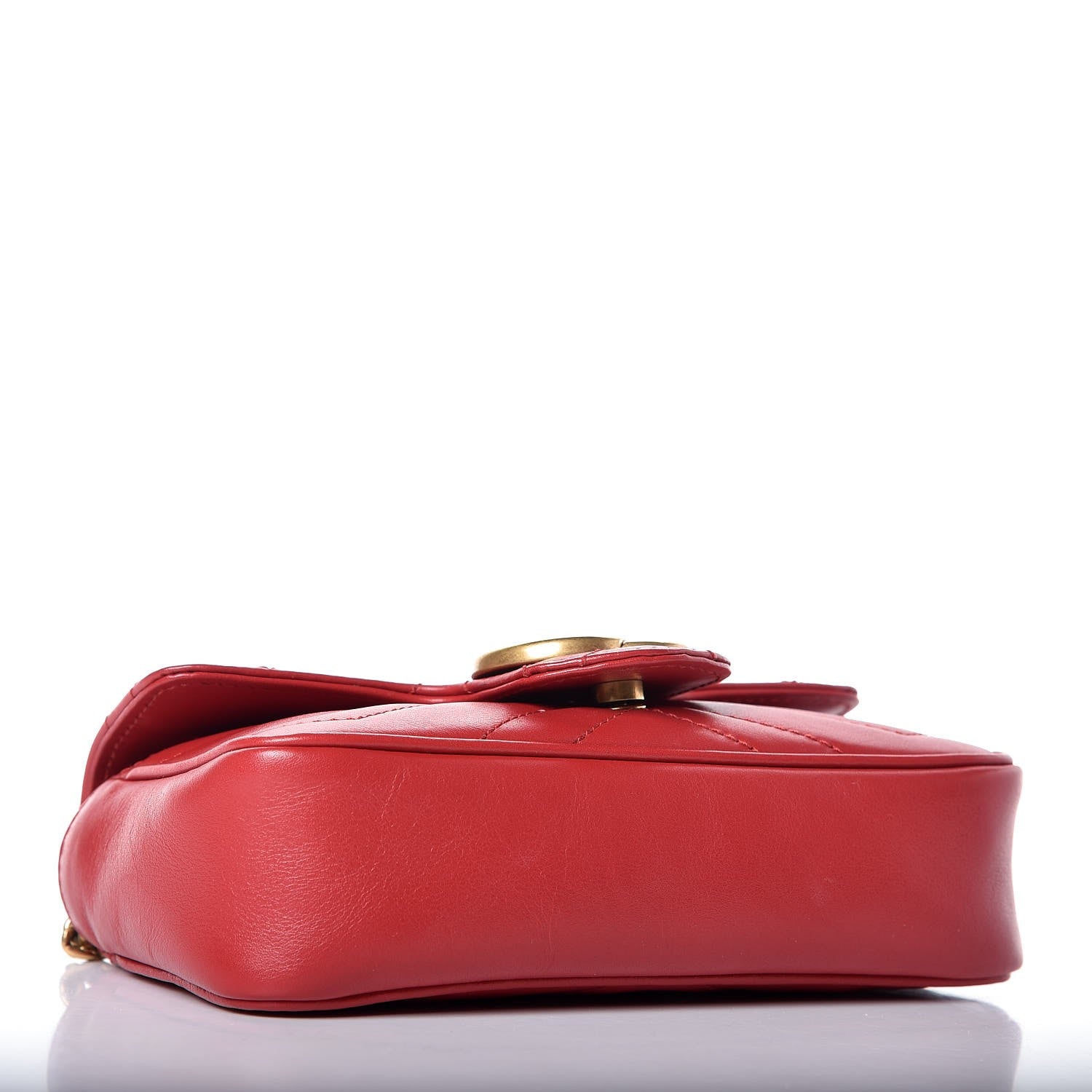 Gucci Calfskin Matelasse Super Mini GG Marmont Shoulder Bag Hibiscus Red 4 of 8