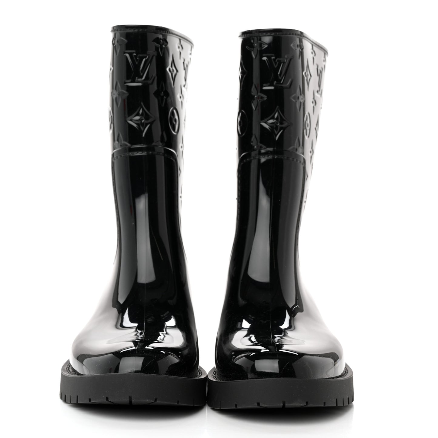 Rubber Embossed Monogram Drops Flat Half Boots 37 Black