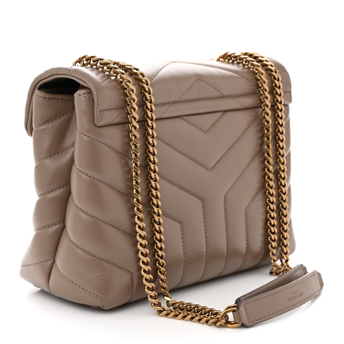 Calfskin Y Quilted Monogram Small Loulou Chain Satchel Dark Beige