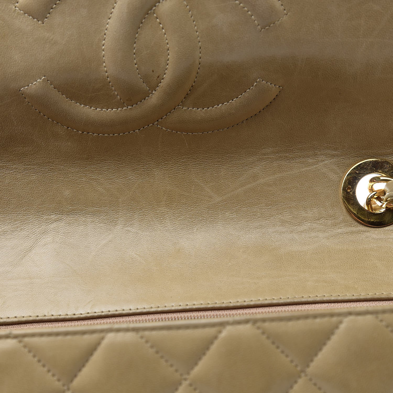 Chanel Lambskin Quilted Maxi Single Flap Dark Beige 14 of 24