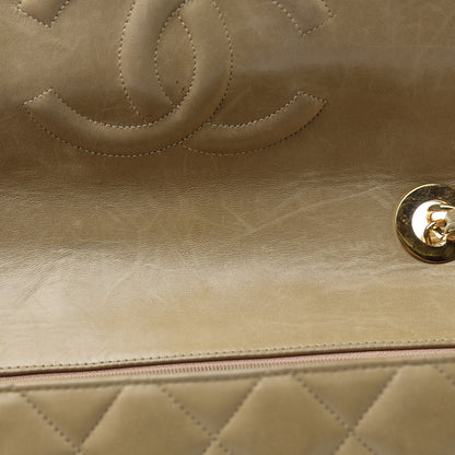 Chanel Lambskin Quilted Maxi Single Flap Dark Beige 14 of 24