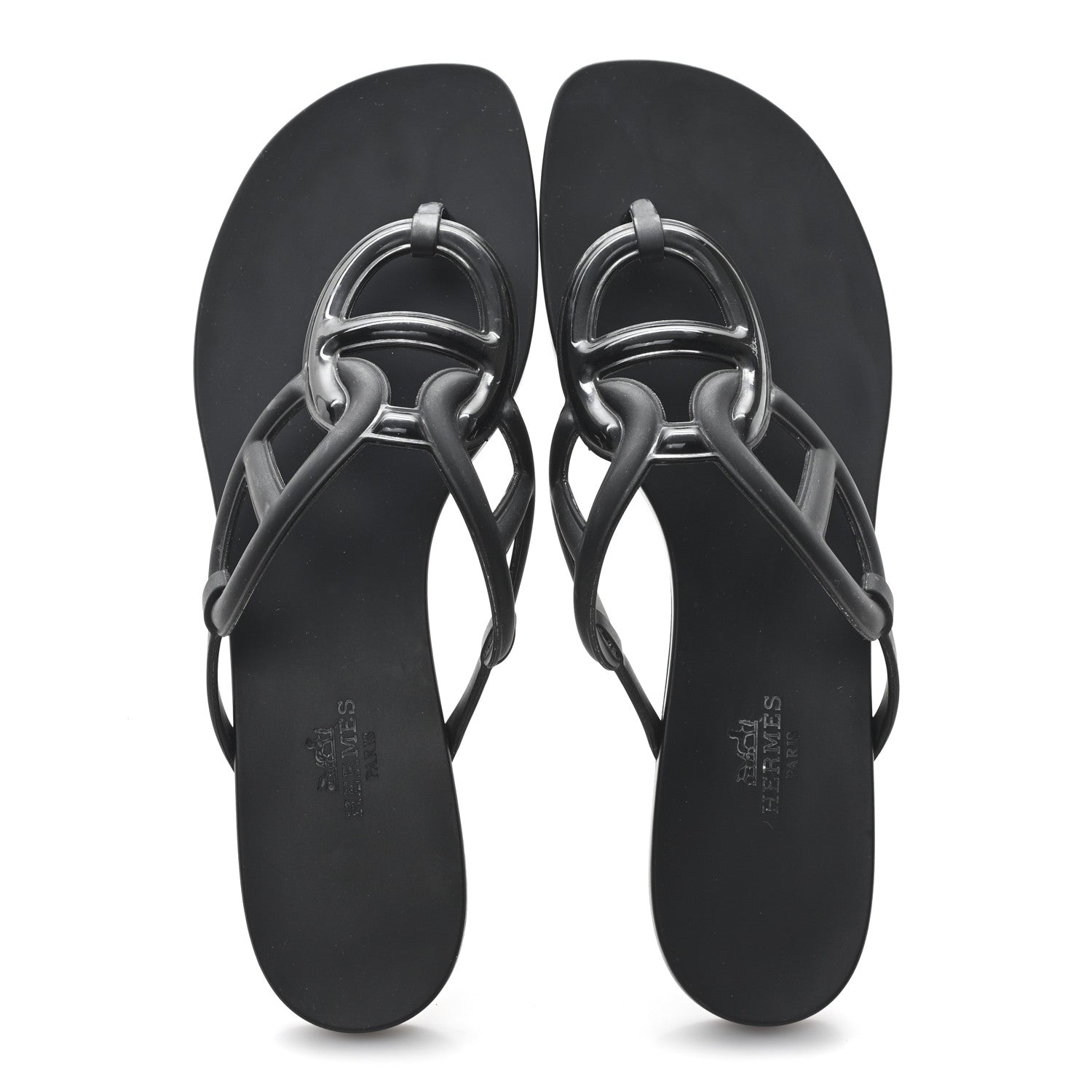 Hermes Rubber Womens Egerie Sandals 40 Black 2 of 10